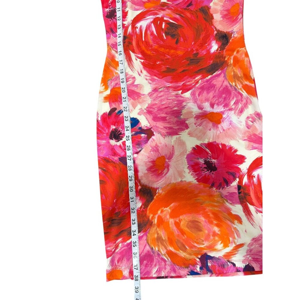 Fuzzi by Jean Paul Gaultier Dress Floral Pink Orange White Stretch Womens Size L - Picture 6 of 7